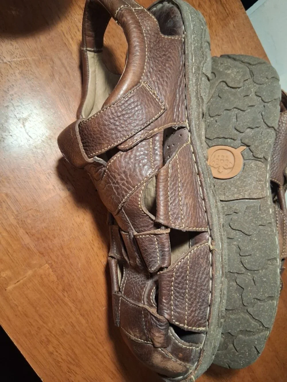 Men's Born Cabot III 3 Brown Leather Fisherman Slingback Sandal Shoes sz 13
